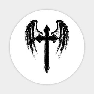 Angel Wings Jesus Christ Cross Christian Graphic Black Magnet